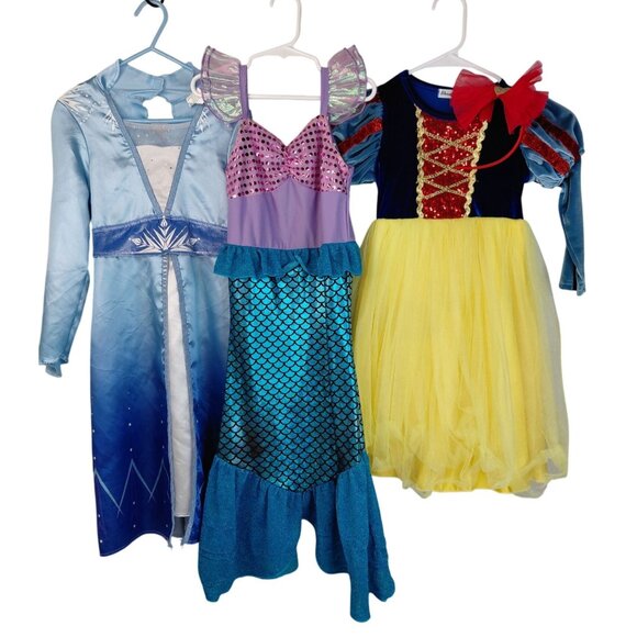 3-Disney Princess Fantasy Play Costume Set For Girls Size 4-6X Elsa Ariel & Sn - Picture 1 of 8